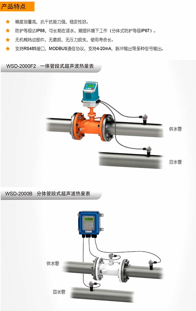 山西管段式超聲波熱量表